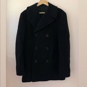 US Navy Vintage Kersey Dark Blue Wool Peacoat